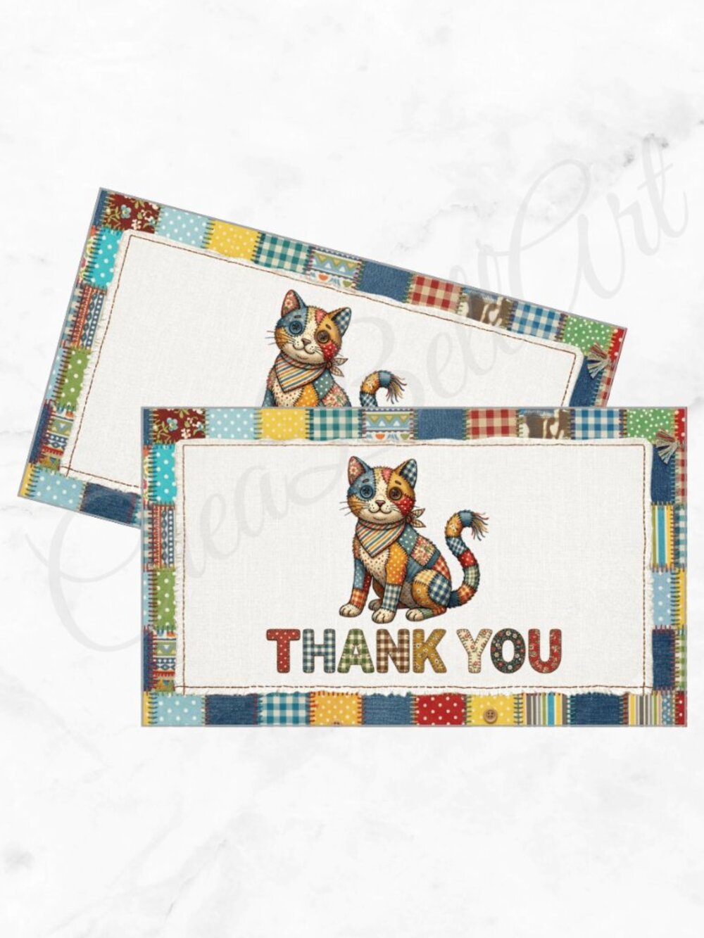 60 Patchwork Cards Cat Design Thank You Cards